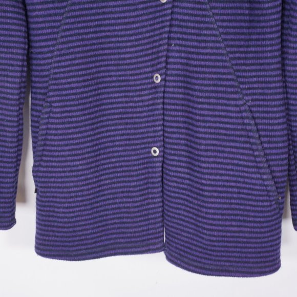 PRANA purple striped wool cardigan sweater XL - Picture 4 of 8